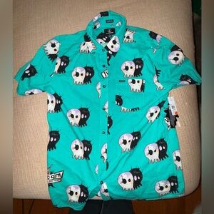 Volcom Turquoise Skull Print Men's Shirt